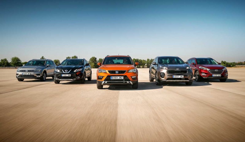 Ateca Seat, Hyundai Tucson, Nissan Qashqai, VW Tiguan ja Kia Sportage: maastoauto taistelu