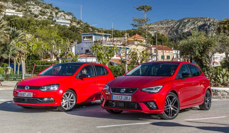 2017 Seat Ibiza e VW Polo, di fronte