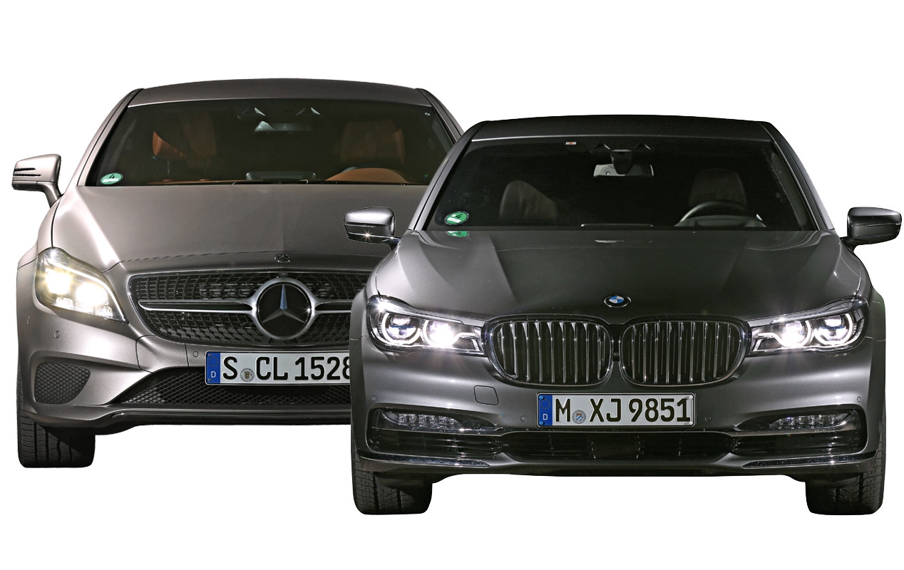 BMW serii 7 LED Laser kontra Mercedes CLS z LED Matrix