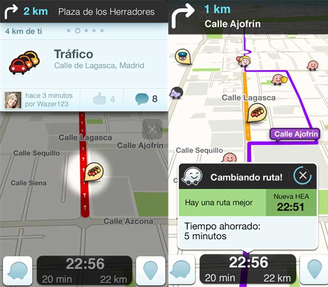 Omräkning väg trafikstockning på Waze